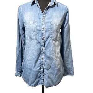 Altar’d State Lightweight Jean Boho Style Button Up L/S Shirt/Top